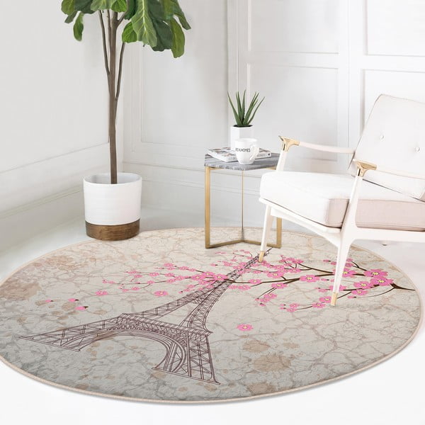 Világos rózsaszín mosható-robotporszívóval tisztítható kerek szőnyeg ø 120 cm Comfort – Mila Home-image-3