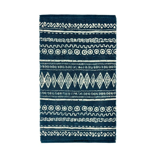 Ethnic kék-fehér pamut szőnyeg, 55 x 140 cm - Webtappeti