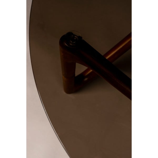 Barna kerek dohányzóasztal üveg asztallappal ø 80 cm Naia – Dutchbone-image-3