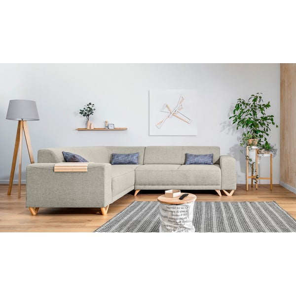 Bézs kinyitható-tárolóhelyes sarokkanapé (bal oldali-L alakú) Classy Sophie – Miuform-image-1