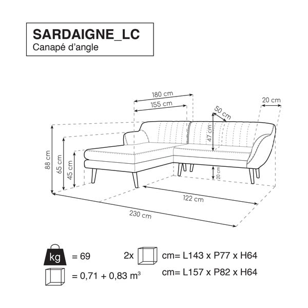 Sardaigne világos rózsaszín kanapé baloldali fekvőfotellel - Mazzini Sofas-image-4
