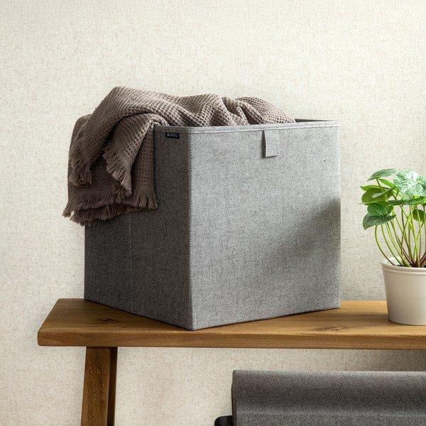 Szürke textil tárolódoboz 32x31,5x31,5 cm Soft Storage Cube – Bigso-image-1