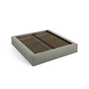 Zöld kárpitozott ágyneműtartós franciaágy ágyráccsal 160x200 cm Simon – Micadoni 