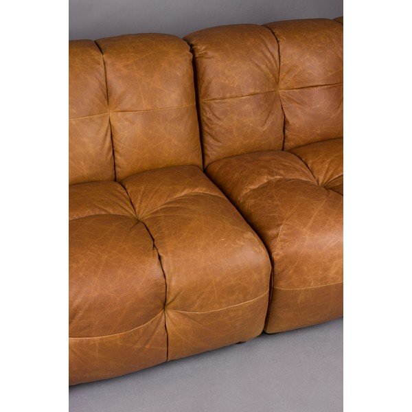 Konyakbarna bőr moduláris kanapé 264 cm Hackman – Dutchbone-image-1