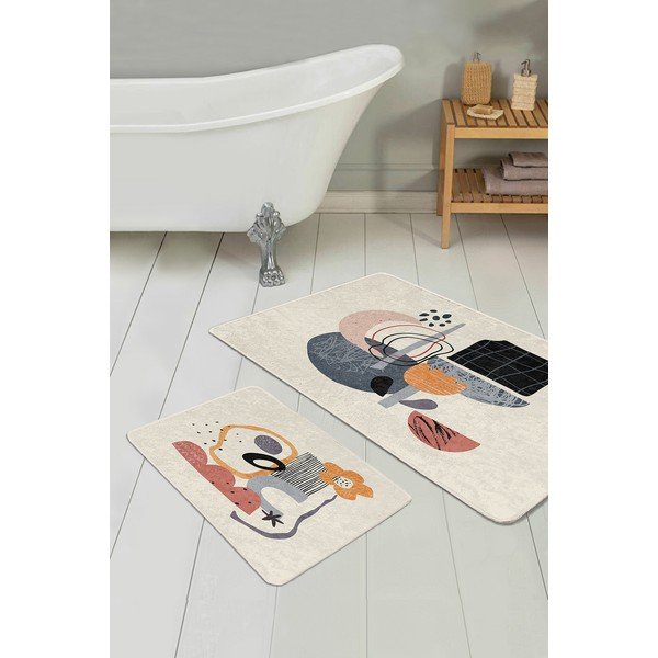 Bézs bársony fürdőszobai kilépő szett 2 db-os 60x100 cm – Mila Home-image-1