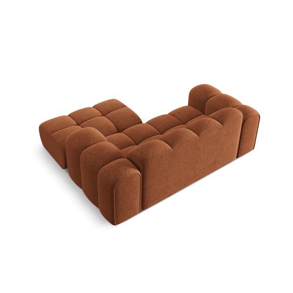 Terrakotta színű zsenília sarokkanapé (jobb oldali-heverő résszel) Treno – Cosmopolitan Design-image-3