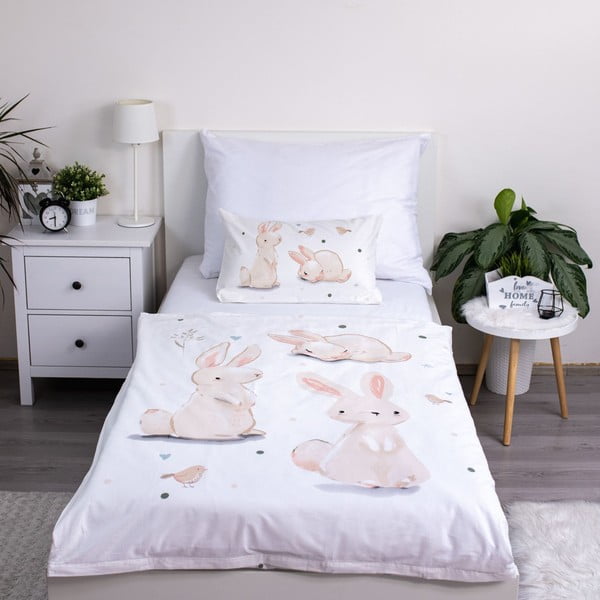 Pamut gyerek ágyneműhuzat babaágyhoz 100x135 cm Bunnies – Jerry Fabrics-image-1