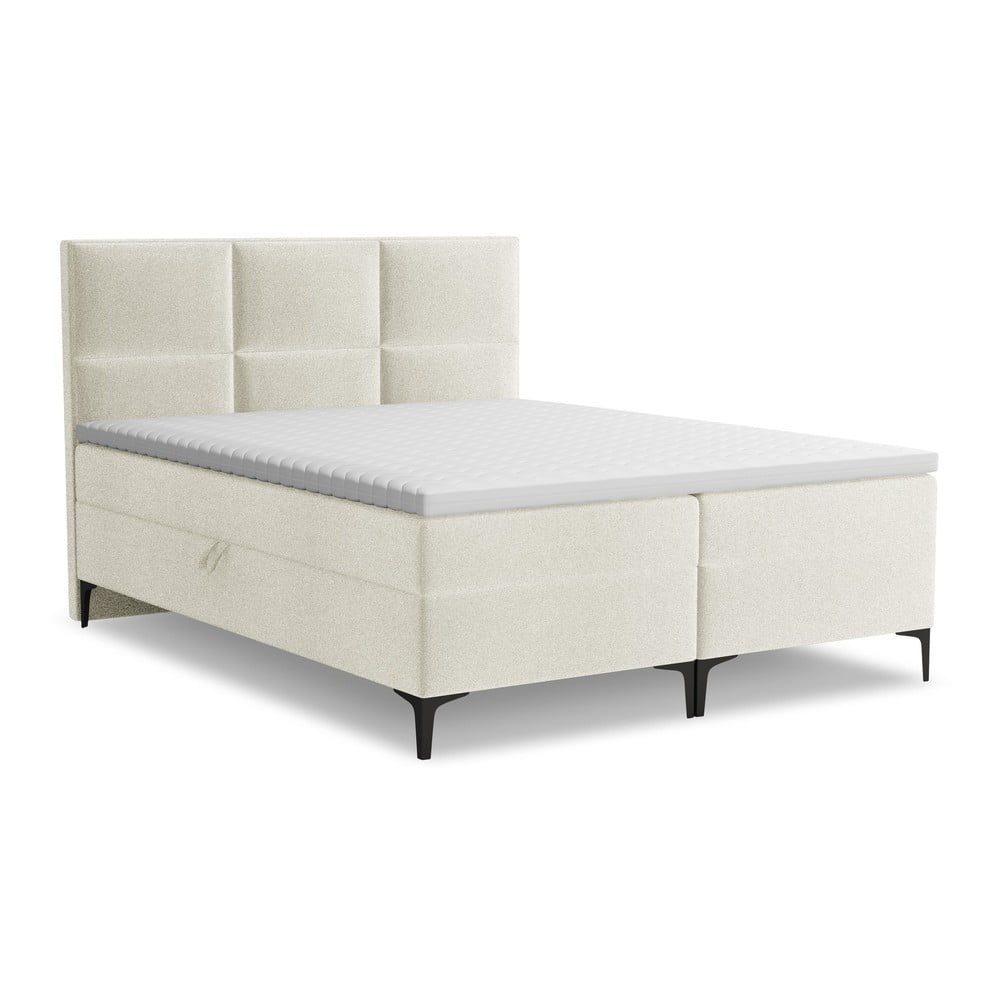 Bézs ágyneműtartós boxspring ágy 160x200 cm Pakalana Makamii