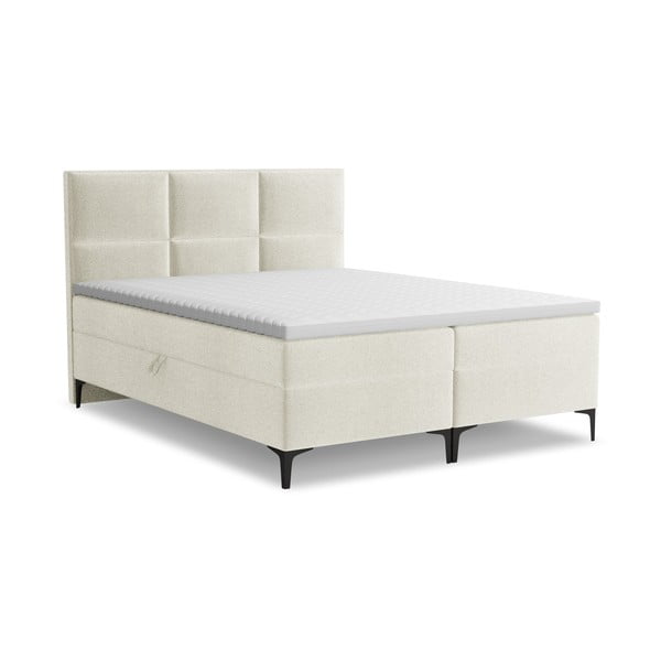 Bézs ágyneműtartós boxspring ágy 140x200 cm Pakalana – Makamii