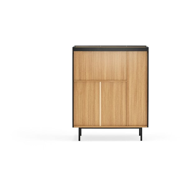 Fekete magas komód tölgyfa dekorral 95x120 cm Arista – Teulat-image-4