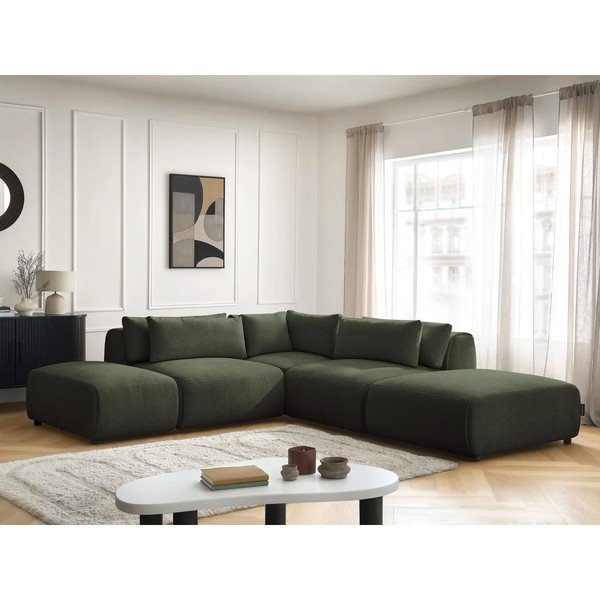 Zöld állítható moduláris sarokkanapé Jana – Bobochic Paris-image-1