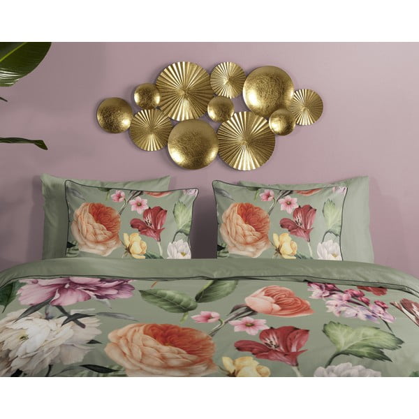 Zöld kétszemélyes-hosszabbított pamut-szatén ágyneműhuzat 200x220 cm Fiori – Descanso-image-2