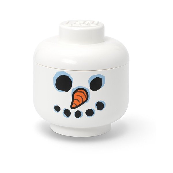 Fehér műanyag gyerek tárolódoboz ø 24x27 cm Head Snowman L – LEGO®