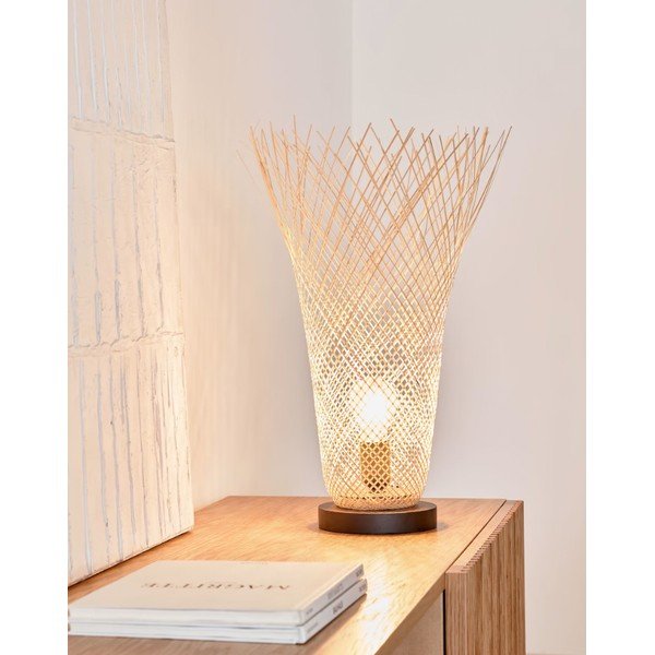 Natúr színű bambusz asztali lámpa bambusz búrával (magasság 50 cm) Citalli – Kave Home-image-1