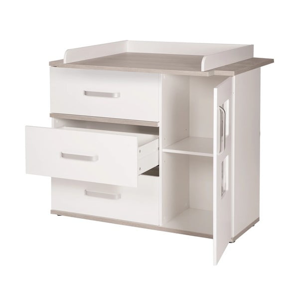 Fehér alacsony gyerek komód pelenkázó feltéttel szilfa dekorral 117x102 cm Moritz – Roba-image-2