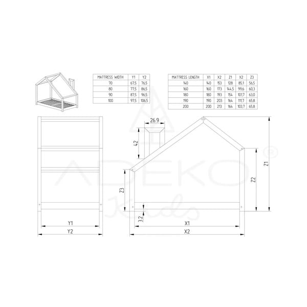 Mila DMS házikó gyerekágy borovi fenyőfából, 80 x 160 cm - Adeko-image-3