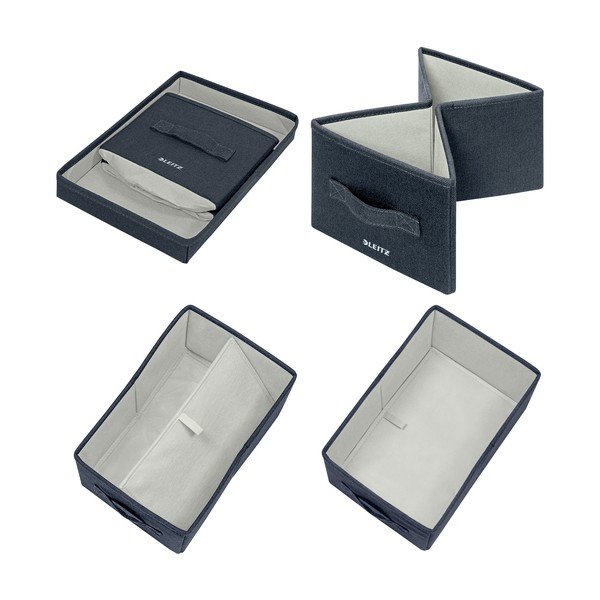 Sötétszürke fedeles textil tárolódoboz szett 2 db-os 19x28.5x16 cm – Leitz-image-4
