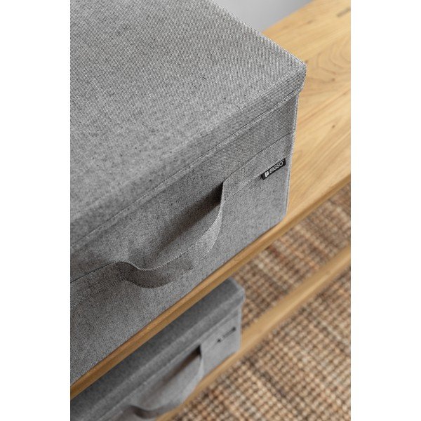 Szürke fedeles textil tárolódoboz 31x41x22 cm Soft Storage Medium – Bigso-image-1