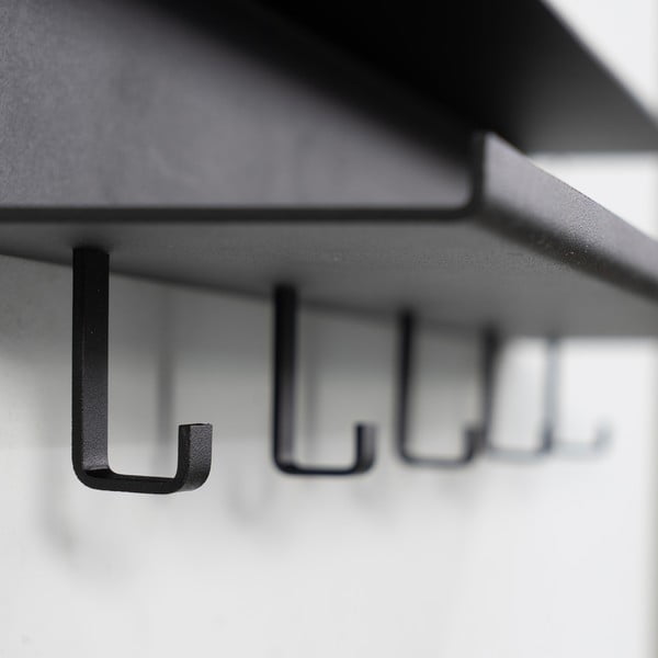 Fekete fém fali fogas polccal 50 cm Easy – Spinder Design-image-3