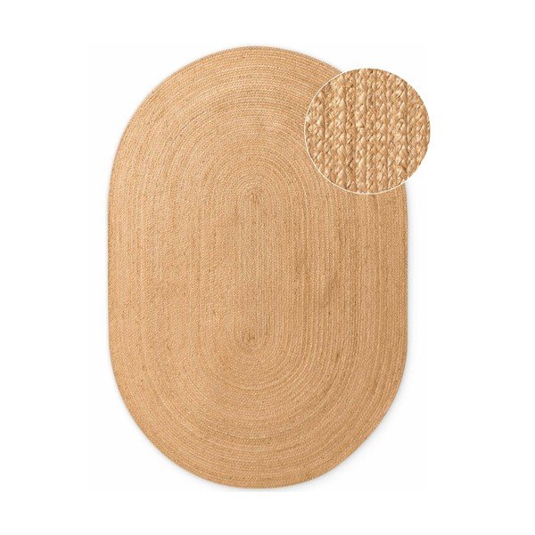 Natúr színű kétoldalas-kézi szövésű juta szőnyeg 160x230 cm Braided – Hanse Home