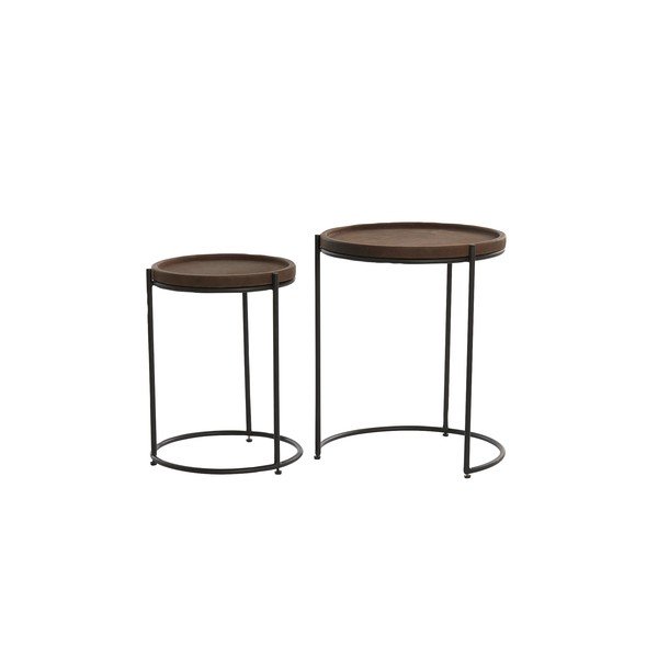 Bőr kerek tárolóasztal szett 2 db-os ø 53 cm Jairo – Light & Living-image-4