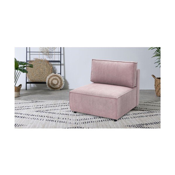 Világos rózsaszín kordbársony kanapé modul (középső rész) Nihad modular – Bobochic Paris-image-1