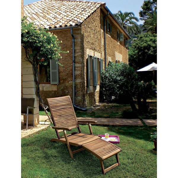 Natúr színű tömörfa kerti napozóágy Noemi – Bizzotto-image-1