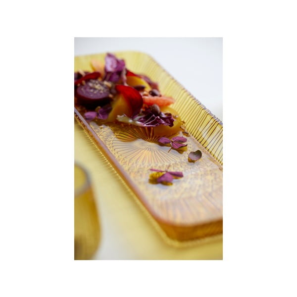 Narancssárga üveg szervírozó tányér 14x38 cm Kusintha – Bitz-image-2