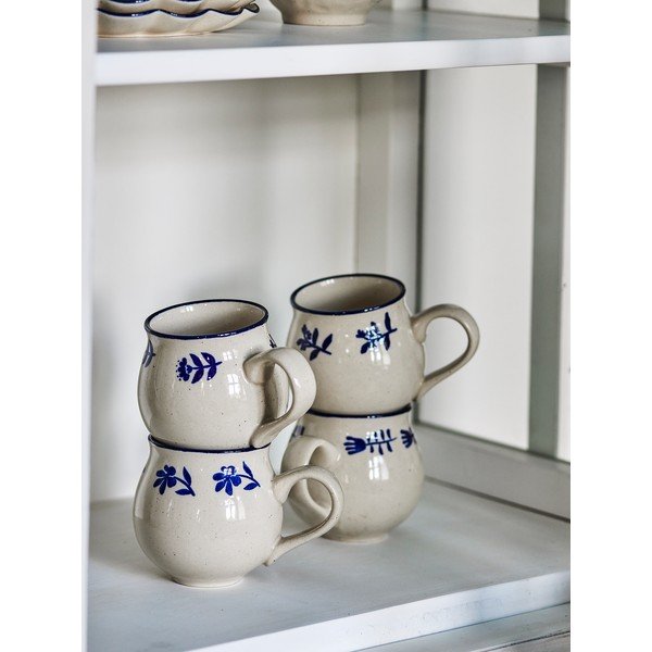 Kék-krémszínű kőedény csésze szett 4 db-os Eimy – Bloomingville-image-1