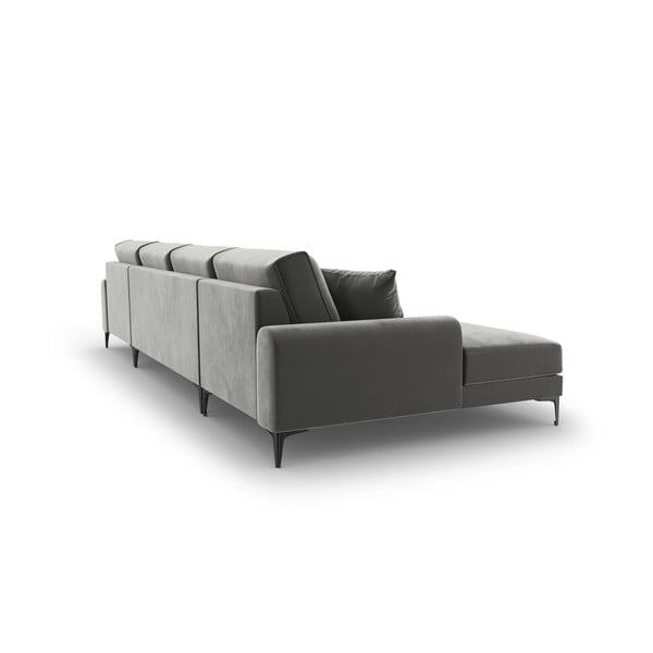 Madara világosszürke bársony U alakú kanapé - Mazzini Sofas-image-3
