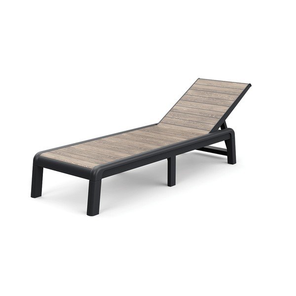 Barna műanyag állítható-összecsukható kerti napozóágy Deco Porto – Keter-image-2