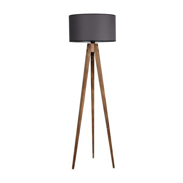 Fekete-barna állólámpa textil búrával (magasság 153 cm) Tripod – Opviq lights