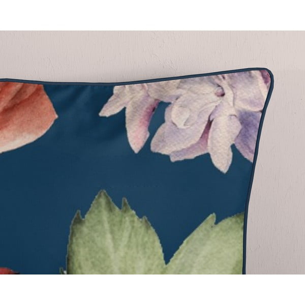 Sötétkék kétszemélyes-hosszabbított pamut-szatén ágyneműhuzat 200x220 cm Fiori – Descanso-image-3