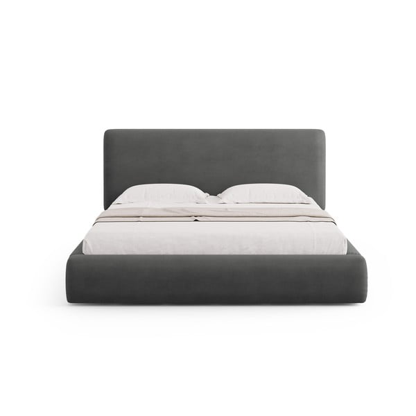 Szürke kárpitozott ágyneműtartós franciaágy ágyráccsal 140x200 cm Colonel – Cosmopolitan Design-image-3