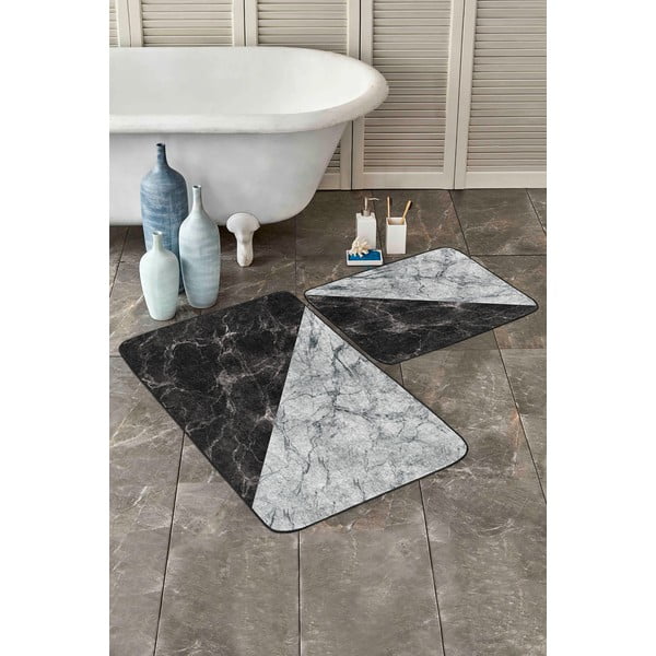 Fekete-fehér fürdőszobai kilépő szett 2 db-os 60x100 cm – Mila Home-image-3