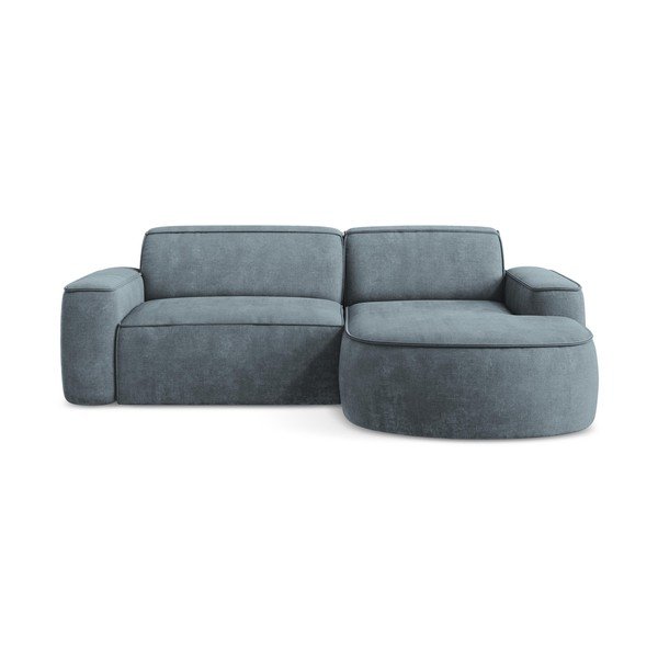 Szürkéskék zsenília sarokkanapé (jobb oldali-heverő résszel) Omao – Makamii