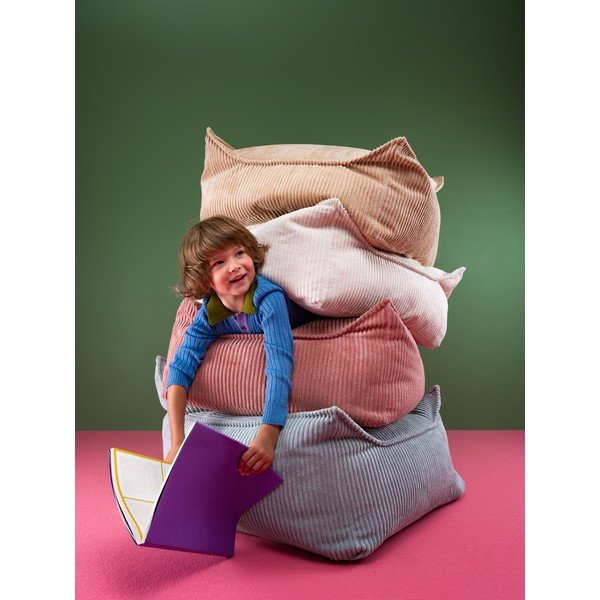 Kék kordbársony gyerek babzsákfotel Square – Wigiwama-image-3