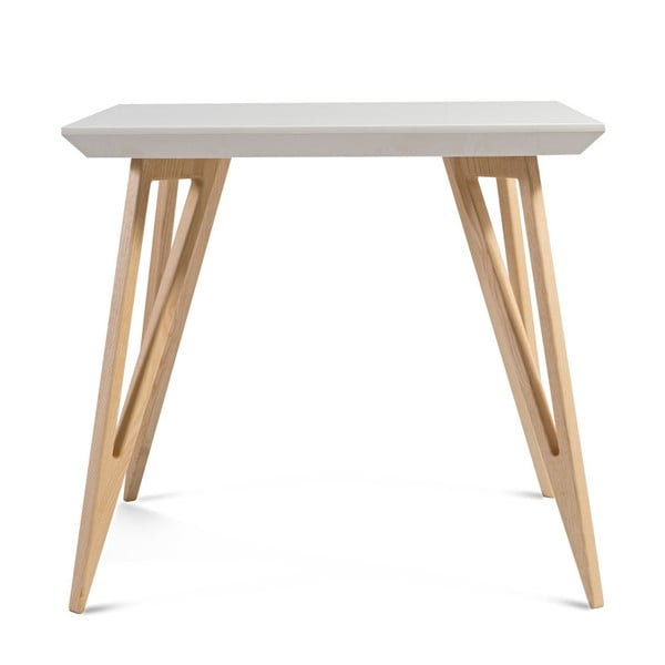 Triangle tömör kőrisfa étkezőasztal fehér asztallappal, 80 x 80 cm - Charlie Pommier