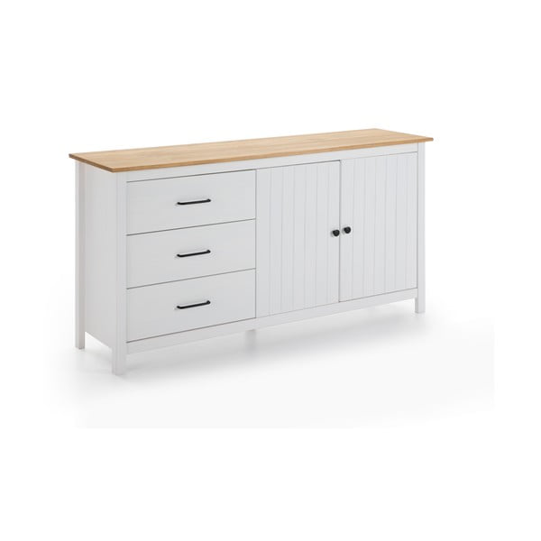Fehér borovi fenyő alacsony komód 150x80 cm Miranda – Marckeric-image-2
