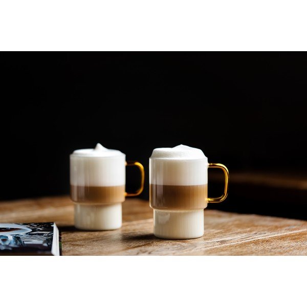 Sárga üveg bögre szett 2 db-os cappucinóhoz 350 ml Livio – Vialli Design-image-3