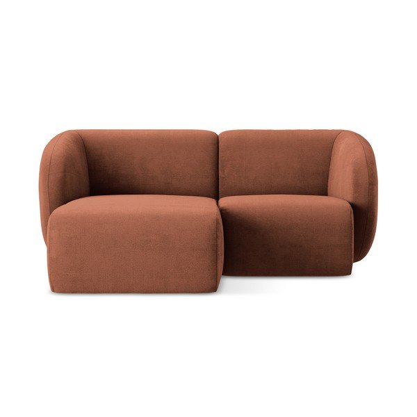 Terrakotta színű zsenília sarokkanapé (bal oldali-heverő résszel) Lani – Makamii