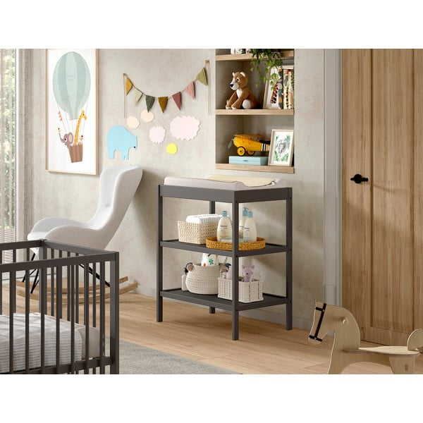 Antracitszürke bükkfa pelenkázó asztal Dino – Vipack-image-1