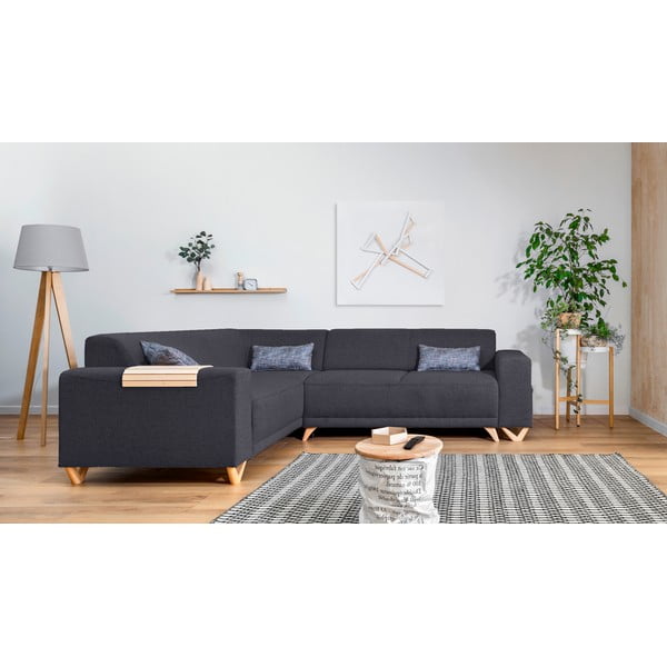 Antracitszürke kinyitható-tárolóhelyes sarokkanapé (bal oldali-L alakú) Classy Sophie – Miuform-image-1