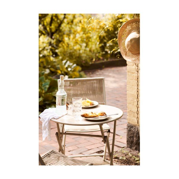 Bézs fém kétszemélyes kerti étkezőgarnitúra Arcas – House Nordic-image-4