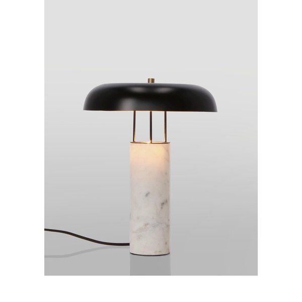 Fekete-fehér márvány asztali lámpa fém búrával (magasság 33 cm) Kaithal – Bizzotto-image-2