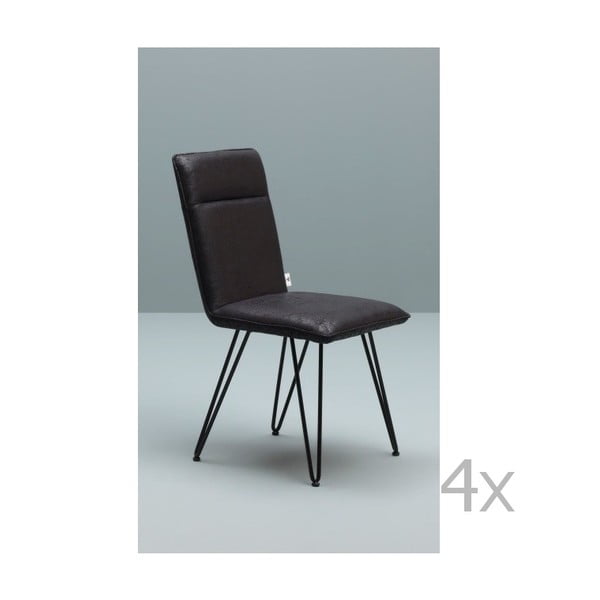 Elice fekete szék fekete lábszerkezettel, 4 darab - Design Twist