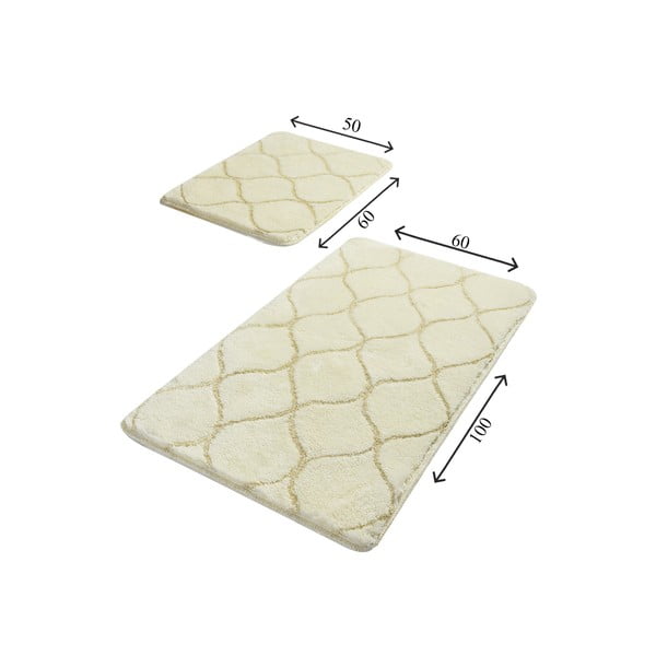 Wave 2 db-os bézs négyszögletes fürdőszobai kilépő szett - Foutastic-image-2