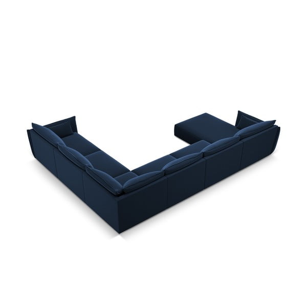 Sötétkék bársony sarokkanapé (jobb oldali-U alakú) Vanda – Mazzini Sofas-image-3