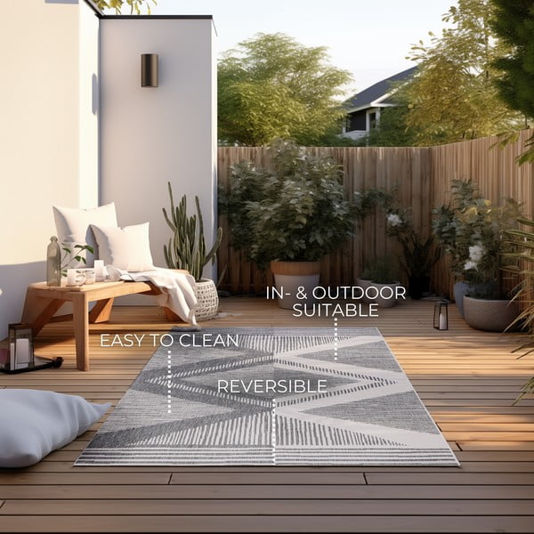 Szürke-krémszínű kültéri szőnyeg 80x150 cm Gemini – Elle Decoration-image-4