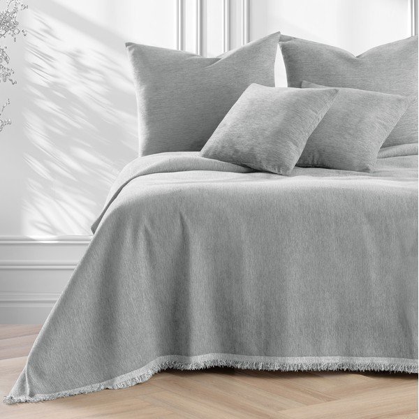 Világosszürke zsenília ágytakaró 220x240 cm Talo – Filumi-image-2